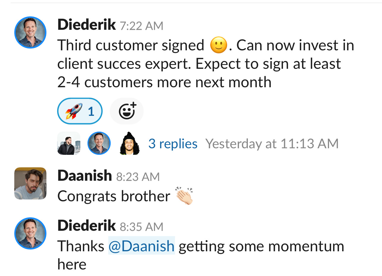 Diederik&rsquo;s community post: third customer signed, time to delegate